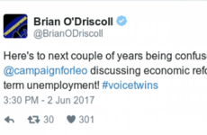 Brian O'Driscoll sent a gas tweet about his 'voice twin' Leo Varadkar last night