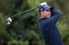 Harrington sidelined with elbow injury sustained when hit by an amateur's practice swing