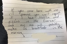 A mysterious handwritten chat up line was found on the floor of McGowan's in Dublin this morning