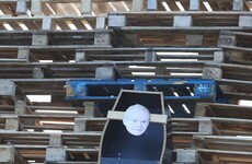 Coffin with effigy of Martin McGuinness on loyalist bonfire in east Belfast