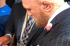 Conor McGregor wore a suit with 'f**k you' pinstripes at the Mayweather press conference