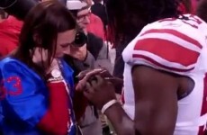 Here's a video of a Giants player proposing to his girlfriend on the field after the Super Bowl