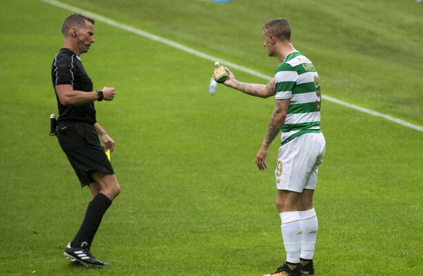 Bottle of Buckfast thrown at Celtic’s Leigh Griffiths, referee reacts by booking him