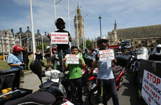 Delivery drivers bring Westminster to a standstill in protest at rising acid attacks