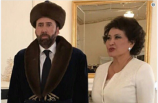 Nicolas Cage dressed for the occasion when he met the first lady of Kazakhstan and it's already a meme