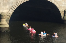 A group of lads in Dublin floated down the Liffey on inflatable unicorns and flamingos