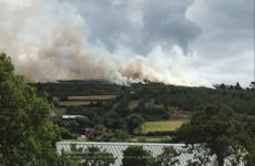 Dublin Fire Brigade fighting large gorse fire near the foothills of the Wicklow Mountains