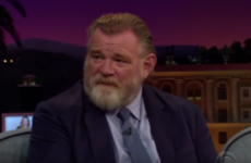 Brendan Gleeson told James Corden that he embarrasses his kids by 'getting up in the morning'