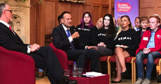 With young people in 'Repeal' jumpers beside him, Leo Varadkar was asked about the Eighth in Belfast today