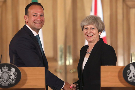 File photo dated 19/06/17 of Prime Minister Theresa May with Taoiseach Leo Varadkar.
