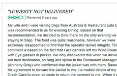 A Sligo restaurant had the best response after a TripAdvisor review questioned their honesty