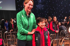 This photo of the tallest player in the Women's Rugby World Cup standing next to the shortest player is delightful