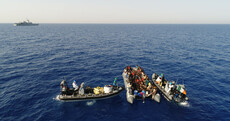 The Irish navy rescued 149 migrants on a rubber dinghy in the Mediterranean this morning