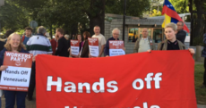 A protest on Dublin's Embassy Row has called on the US to stay away from Venezuela
