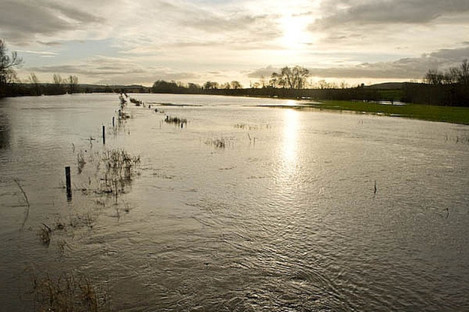 A flooded River Nore in the south-east of Ireland