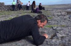 An American tourist tried to conquer his fear of heights by peeking over cliffs on the Aran Islands