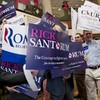Surge in support for Santorum puts him up front with Romney