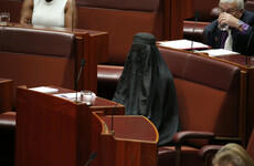 Right-wing anti-immigrant politician wears burqa in Australian parliament