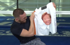 Conor McGregor refused to try on a ridiculous pair of shorts that Conan O'Brien got him for the upcoming fight