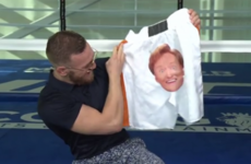 Conor McGregor refused to try on a ridiculous pair of shorts that Conan O'Brien got him for the upcoming fight