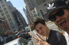 David Beckham is cruising around New York with Brooklyn for his first week at college... it's the Dredge