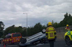 Traffic on M50 northbound after Sandyford at a standstill due to overturned car
