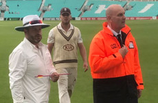 Oval cricket ground evacuated after crossbow bolt lands on pitch