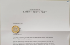 A father prepared a very official looking letter from the tooth fairy to warn his son to take care of his teeth