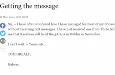 An 80-year-old man's first ever text inspired this gas letter to the Irish Times