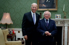 The most adorable figurines were spotted in the background of this photo of Michael D and Joe Biden