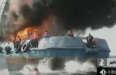 Watch: Dramatic crew rescue from burning boat