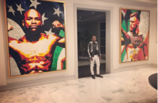 Floyd Mayweather's just put an 8ft portrait of McGregor up in his gaff