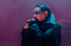 Marilyn Manson has been hospitalised after a stage prop fell on top of him during a concert in New York