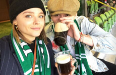 Chloe Moretz and Brooklyn Beckham were cheering on Leinster at the Aviva yesterday