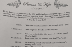 A Tipp woman and her American groom made an Irish slang translator for their wedding guests