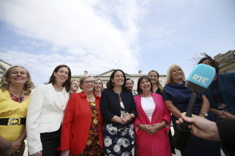 File photo of the Oireachtas Women’s Caucus Group gathering for a photo on the Plinth of Leinster House this afternoon. 