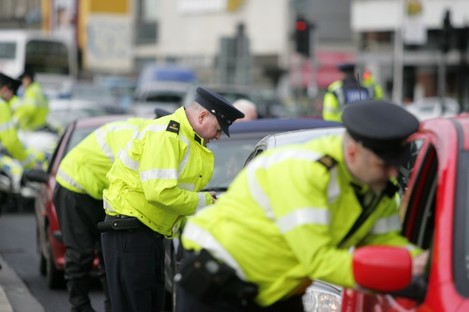 Gardaí operating a checkpoint in Dublin city today.