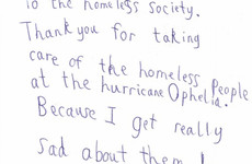An Irish homeless charity received the loveliest letter from a 7-year-old for their work during Storm Ophelia