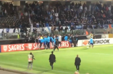 Patrice Evra sent off before Europa League game after kicking Marseille fan