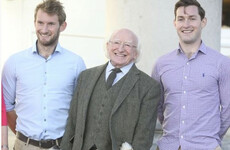 The O'Donovan brothers meeting Michael D and his two dogs produced this excellent photo