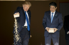 Donald Trump really didn't have the patience to feed fish with the Prime Minister of Japan