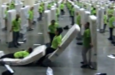 WATCH: 850 people set a new world record as 'human mattresses'