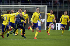 Sweden's ecstatic players gatecrash their TV pundits' analysis
