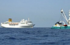 Bread and torches being delivered to Costa Allegra by helicopter