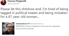 A Tipperary woman also called Frances Fitzgerald is having a tough time on Twitter today