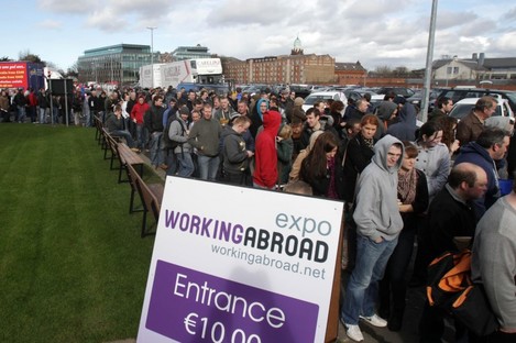 Queues for entry to the Expo at the RDS yesterday. 