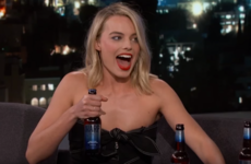 Margot Robbie knocked back some Harp with Chris Pratt on the Jimmy Kimmel show last night