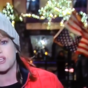 Theresa Mannion's report on the weather in Galway was interrupted by a lad wrapped up in an American flag