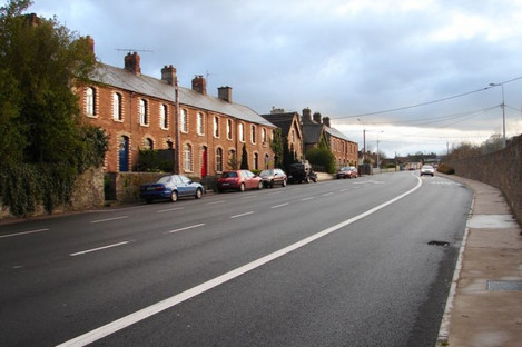 Houses on Grange Road, to the west of Douglas village