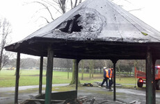 Pictures: The aftermath after wheelie bin set alight in old disused bandstand in Dublin park